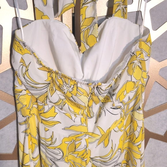 NWOT BAR111 Yellow Floral Print Maxi Halter Dress - Picture 7 of 14
